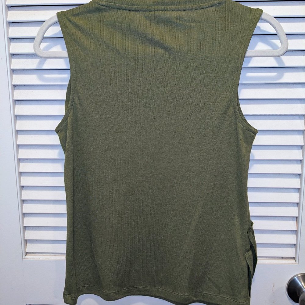EUC J Crew Women's Drapey Two Tier Ruffle Tank Top Size XS Green Spring Preppy - Picture 7 of 9